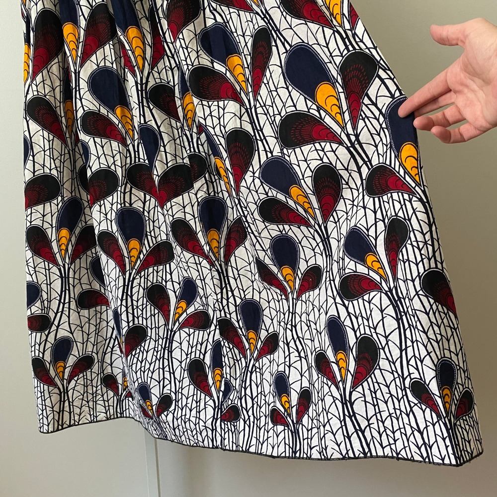Puksies Wardrobe Cotton African Print Boho Quirky Lagenlook Pleated Maxi Skirt S - Picture 7 of 9